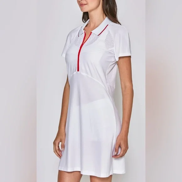 L'Etoile Sport Mesh Zip Performance Mini Dress  Med White Preppy Tennis NWOT - Picture 3 of 5